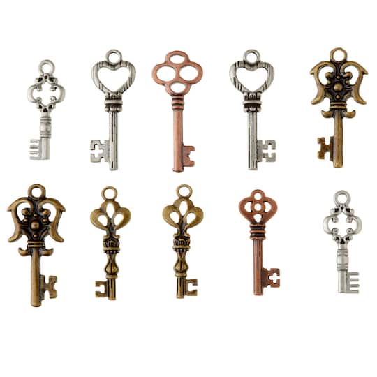 12 Packs: 10 ct. (120 total) Found Objects™ Key Charm Assortment by Bead Landing™